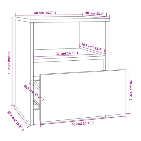 Nachtkastjes 2 st 40x40x50 cm bewerkt hout grijs sonoma eiken 8720286955802 9