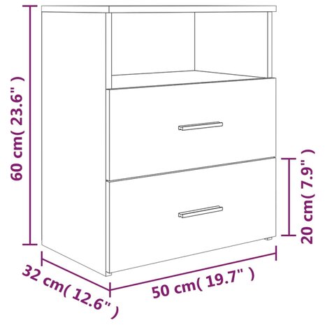 Nachtkastjes 2 st 50x32x60 cm gerookt eikenkleurig 8720286978672 9