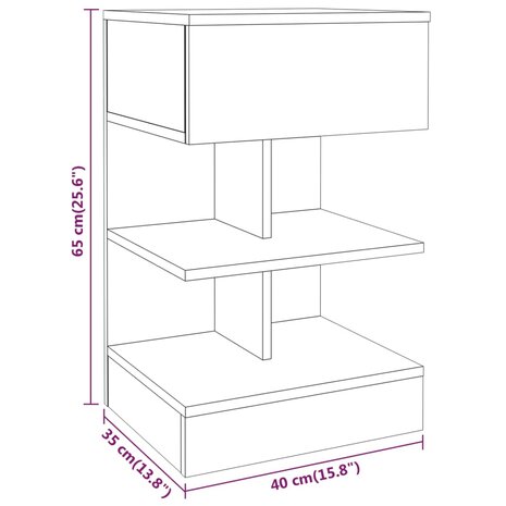 Nachtkastje 40x35x65 cm bewerkt hout gerookt eikenkleurig 8720286979419 8