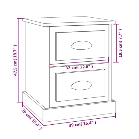 Nachtkastjes 2 st 39x39x47,5 cm bewerkt hout wit 8720845790356 11