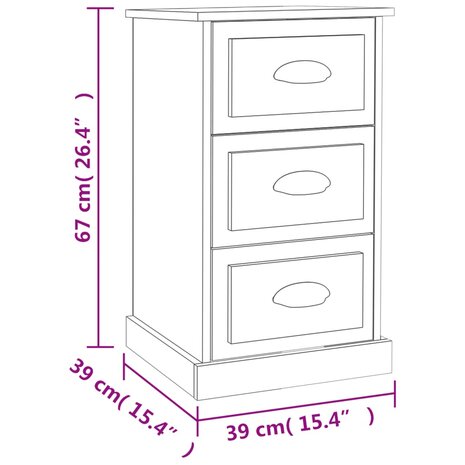 Nachtkastje 39x39x67 cm bewerkt hout wit 8720845790509 10