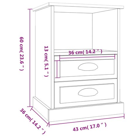 Nachtkastjes 2 st 43x36x60 cm wit 8720845792190 11