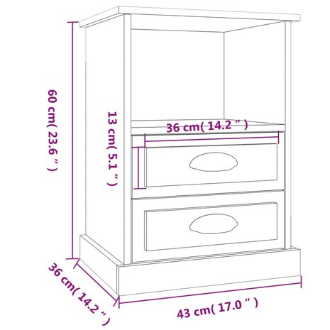 Nachtkastjes 2 st 43x36x60 cm bewerkt hout bruin eikenkleur 8720845792336 11