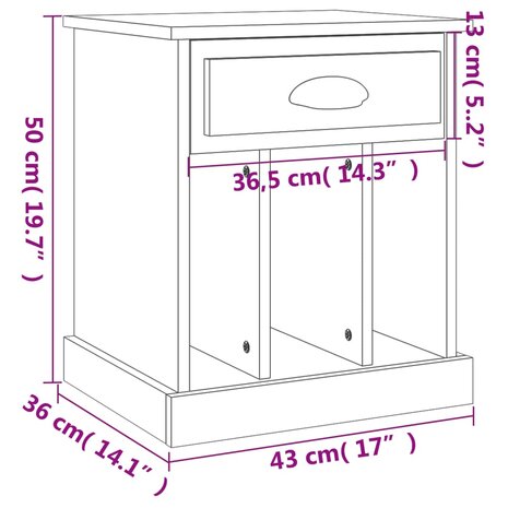 Nachtkastjes 2 st 43x36x50 cm zwart 8720845792374 11