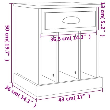 Nachtkastjes 2 st 43x36x50 cm sonoma eikenkleurig 8720845792411 11