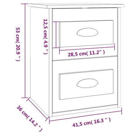 Nachtkastje wandgemonteerd 41,5x36x53 cm bruin eikenkleur 8720845792961 11