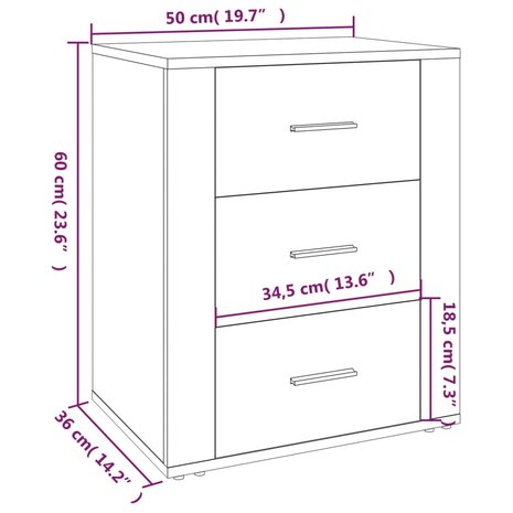 Nachtkastje 50x36x60 cm bewerkt hout wit 8720287221562 10