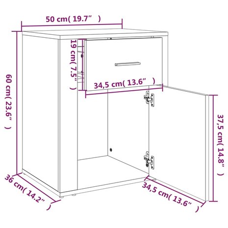 Nachtkastje 50x36x60 cm bewerkt hout zwart 8720287221654 11