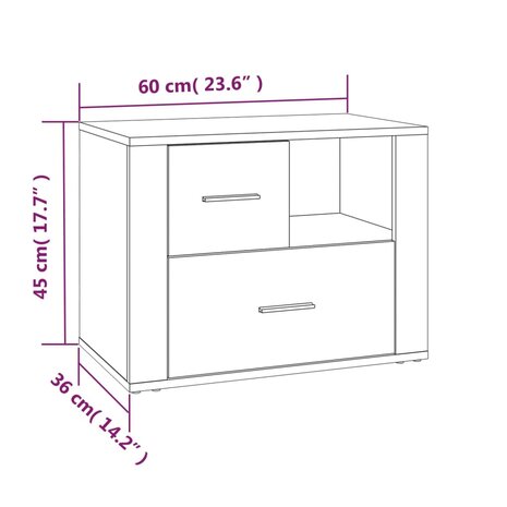 Nachtkastje 60x36x45 cm bewerkt hout sonoma eikenkleurig 8720287221838 11