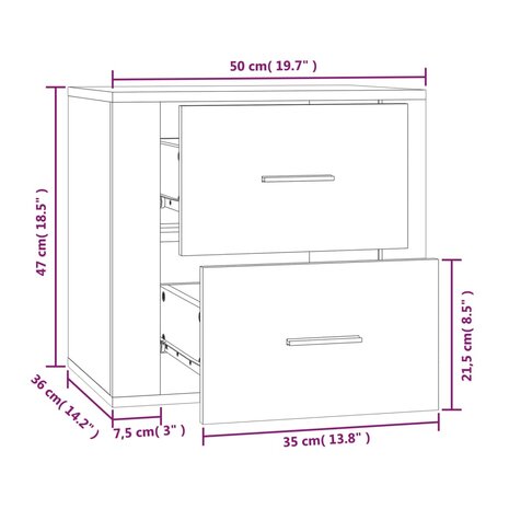 Nachtkastje wandgemonteerd 50x36x47 cm gerookt eikenkleurig 8720287222651 11