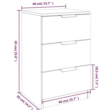 Nachtkastjes 2 st 40x36x65 cm gerookt eikenkleurig 8720287084204 10