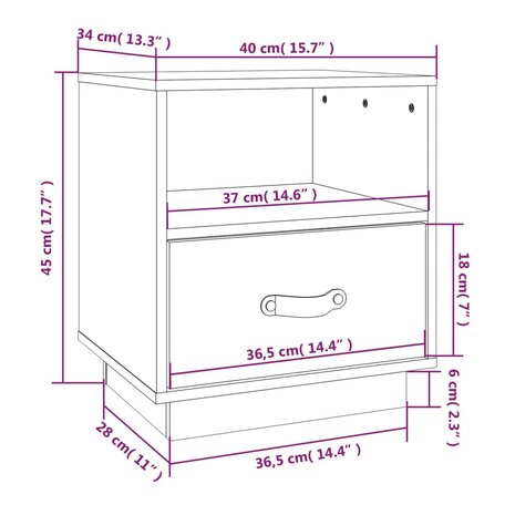 Nachtkastje 40x34x45 cm massief grenenhout wit 8720287203827 10