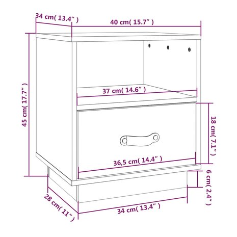 Nachtkastjes 2 st 40x34x45 cm massief grenenhout honingbruin 8720287203872 10