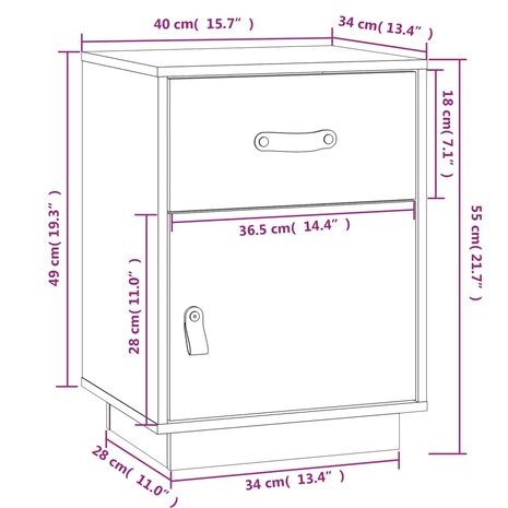 Nachtkastje 40x34x55 cm massief grenenhout zwart 8720287203988 10