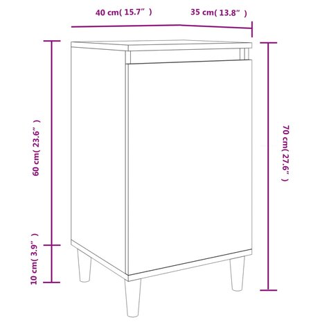 Nachtkastje 40x35x70 cm bewerkt hout hoogglans wit 8720845737221 10