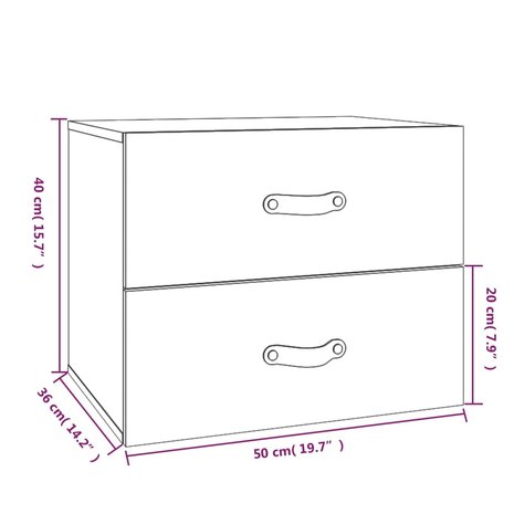 Nachtkastjes 2 st wandgemonteerd 50x36x40 cm grijs 8720845555450 9