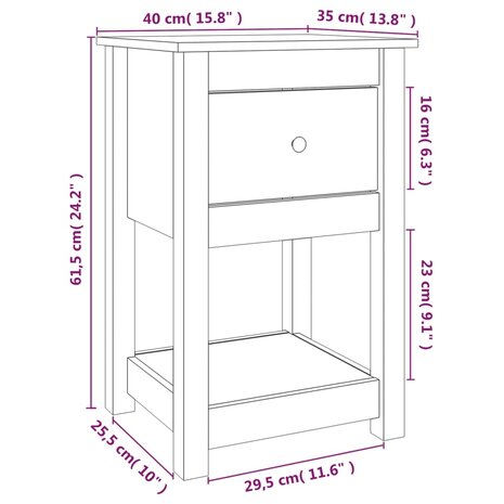 Nachtkastje 40x35x61,5 cm massief grenenhout 8720845556808 9