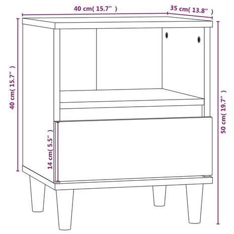 Nachtkastjes 2 st 40x35x50 cm hoogglans wit 8720287225935 11