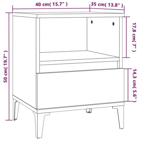 Nachtkastje 40x35x50 cm gerookt eikenkleurig 8720287226147 10