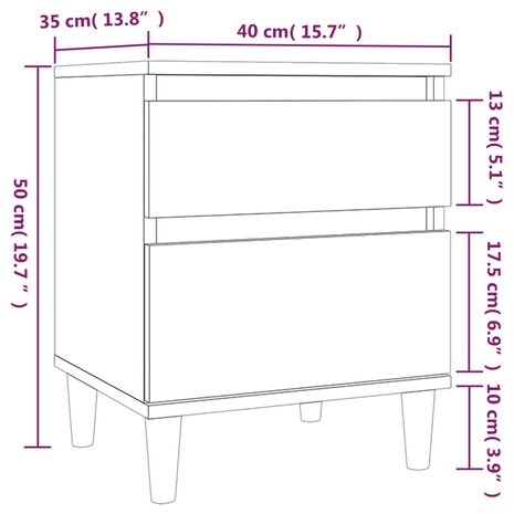 Nachtkastje 40x35x50 cm zwart 8720287226222 10