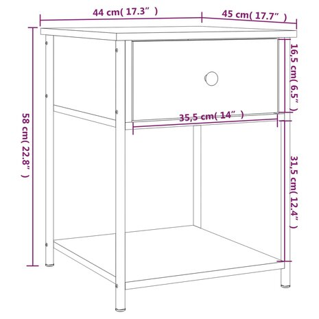 Nachtkastje 44x45x58 cm bewerkt hout zwart 8720845938024 11