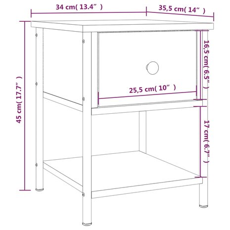 Nachtkastjes 2 st 34x35,5x45 cm bewerkt hout bruin eikenkleur 8720845938215 12