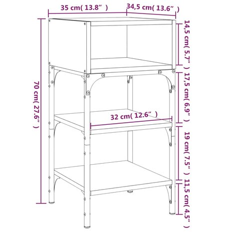 Nachtkastjes 2 st 35x34,5x70 cm bewerkt hout zwart 8720845938437 10