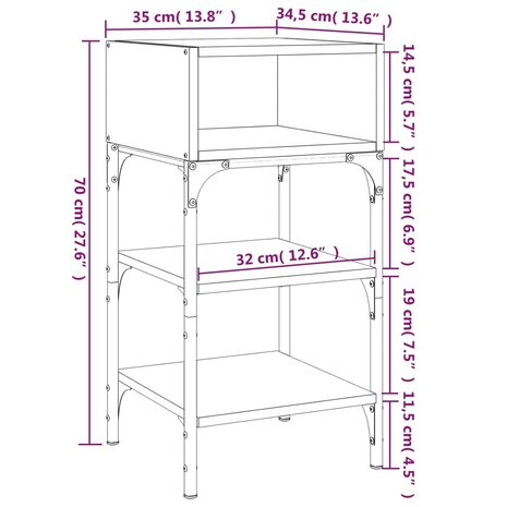 Nachtkastje 35x34,5x70 cm bewerkt hout sonoma eikenkleurig 8720845938444 9