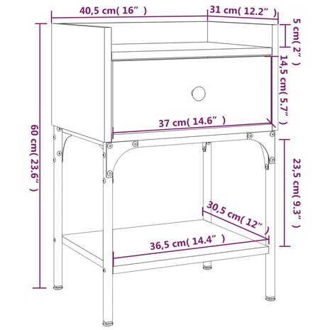 Nachtkastjes 2 st 40,5x31x60 cm bewerkt hout gerookt eikenkleur 8720845938574 12