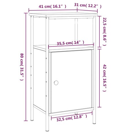 Nachtkastje 41x31x80 cm bewerkt hout sonoma eikenkleurig 8720845938840 12