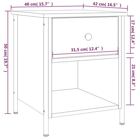 Nachtkastjes 2 st 40x42x50 cm bewerkt hout zwart 8720845938932 12