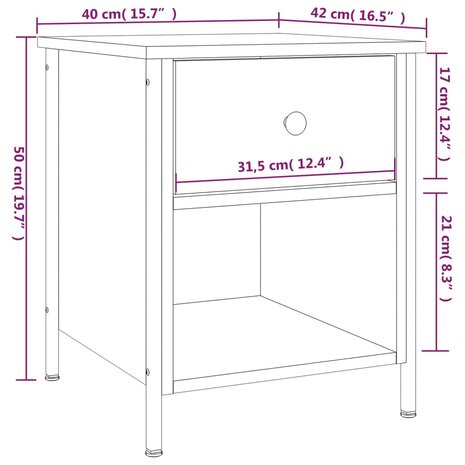 Nachtkastjes 2 st 40x42x50 cm bewerkt hout gerookt eikenkleurig 8720845938970 12