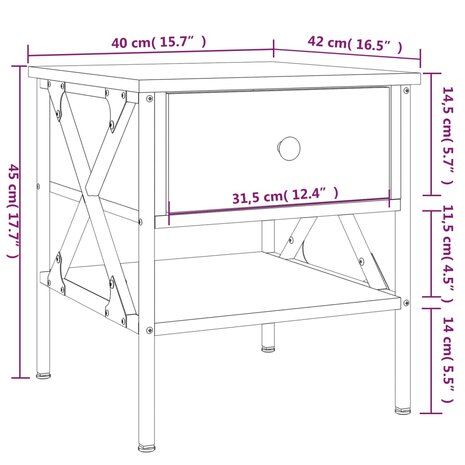 Nachtkastje 40x42x45 cm bewerkt hout zwart 8720845939120 11