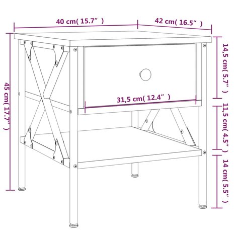 Nachtkastjes 2 st 40x42x45 cm bewerkt hout zwart 8720845939137 12