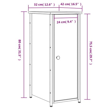 Nachtkastje 32x42x80 cm bewerkt hout sonoma eikenkleurig 8720845939243 12