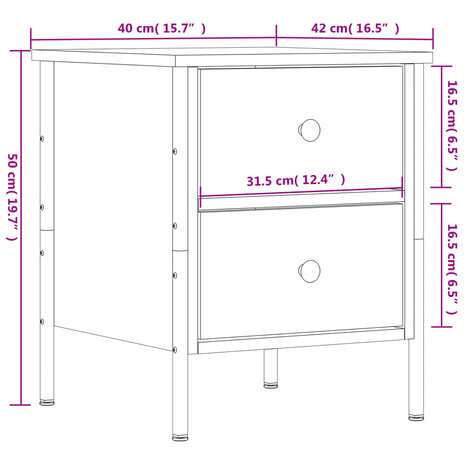 Nachtkastje 40x42x50 cm bewerkt hout zwart 8720845939427 11