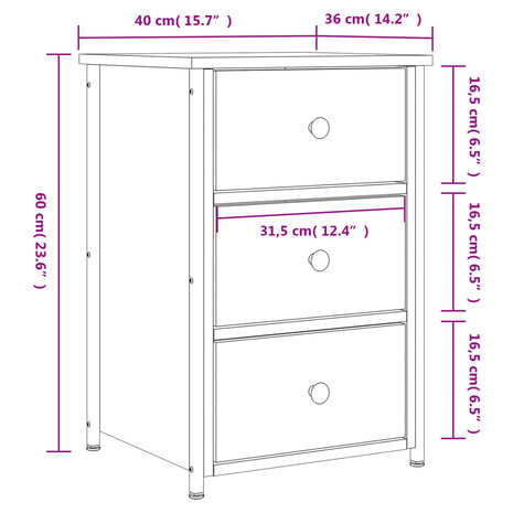 Nachtkastje 40x36x60 cm bewerkt hout grijs sonoma eikenkleurig 8720845939588 11