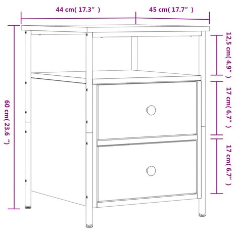 Nachtkastjes 2 st 44x45x60 cm sonoma eikenkleurig 8720845939656 12