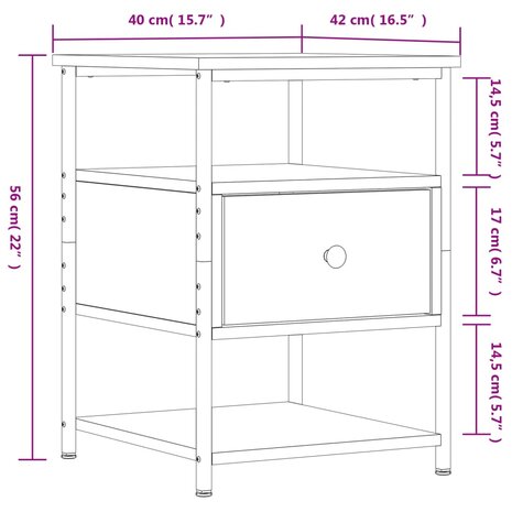 Nachtkastje 40x42x56 cm bewerkt hout bruin eikenkleur 8720845939908 11