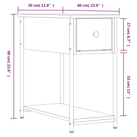 Nachtkastje 30x60x60 cm bewerkt hout zwart 8720845940126 11