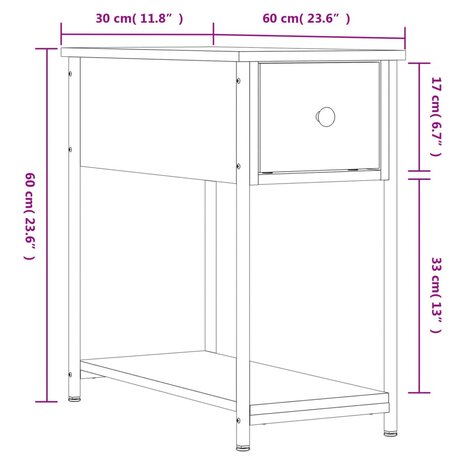 Nachtkastje 30x60x60 cm bewerkt hout bruin eikenkleur 8720845940201 11