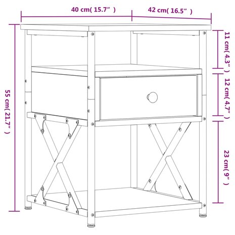 Nachtkastje 40x42x55 cm bewerkt hout zwart 8720845940324 11