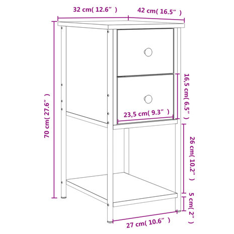 Nachtkastje 32x42x70 cm bewerkt hout sonoma eikenkleurig 8720845940546 11