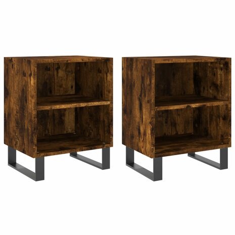 Nachtkastjes 2 st 40x30x50 cm bewerkt hout gerookt eikenkleurig 8720845904586 2