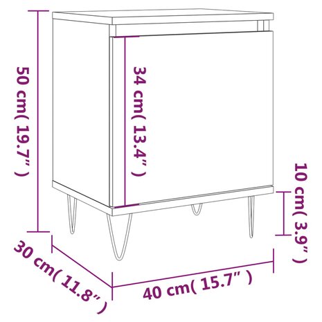 Nachtkastjes 2 st 40x30x50 cm bewerkt hout wit 8720845904807 12