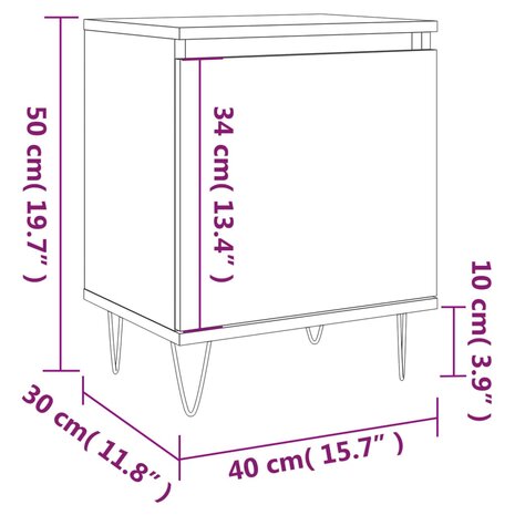 Nachtkastjes 2 st 40x30x50 cm bewerkt hout sonoma eikenkleurig 8720845904869 12