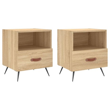 Nachtkastjes 2 st 40x35x47,5 cm bewerkt hout sonoma eikenkleur 8720845909581 2