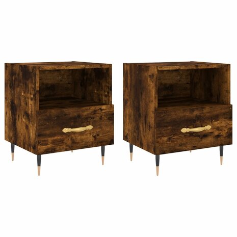 Nachtkastjes 2 st 40x35x47,5 cm bewerkt hout gerookt eikenkleur 8720845909789 2