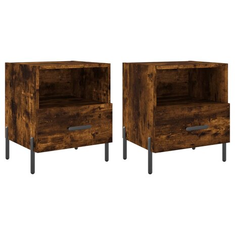 Nachtkastjes 2 st 40x35x47,5 cm bewerkt hout gerookt eikenkleur 8720845910426 2