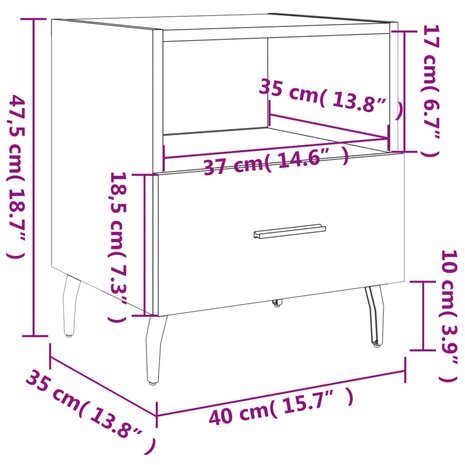 Nachtkastje 40x35x47,5 cm bewerkt hout wit 8720845910471 12